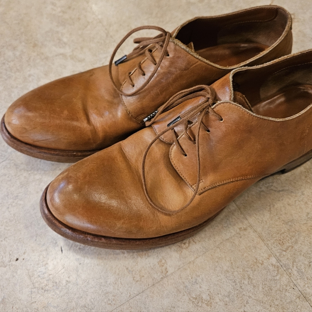 Rocco P handmade tan caramel leather oxfords